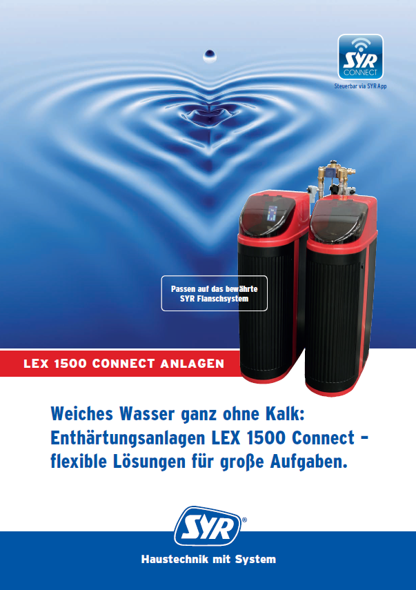 Weiches Wasser ganz ohne Kalk: Enthärtungsanlagen LEX 1500 Connect – flexible Lösungen für große Aufgaben.